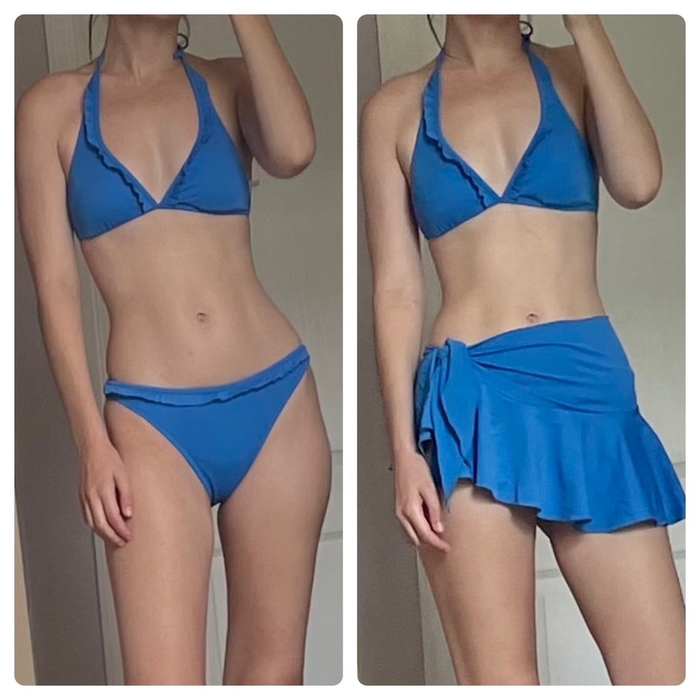 3 piece-J Crew ruffle bikini w/ skirt cover